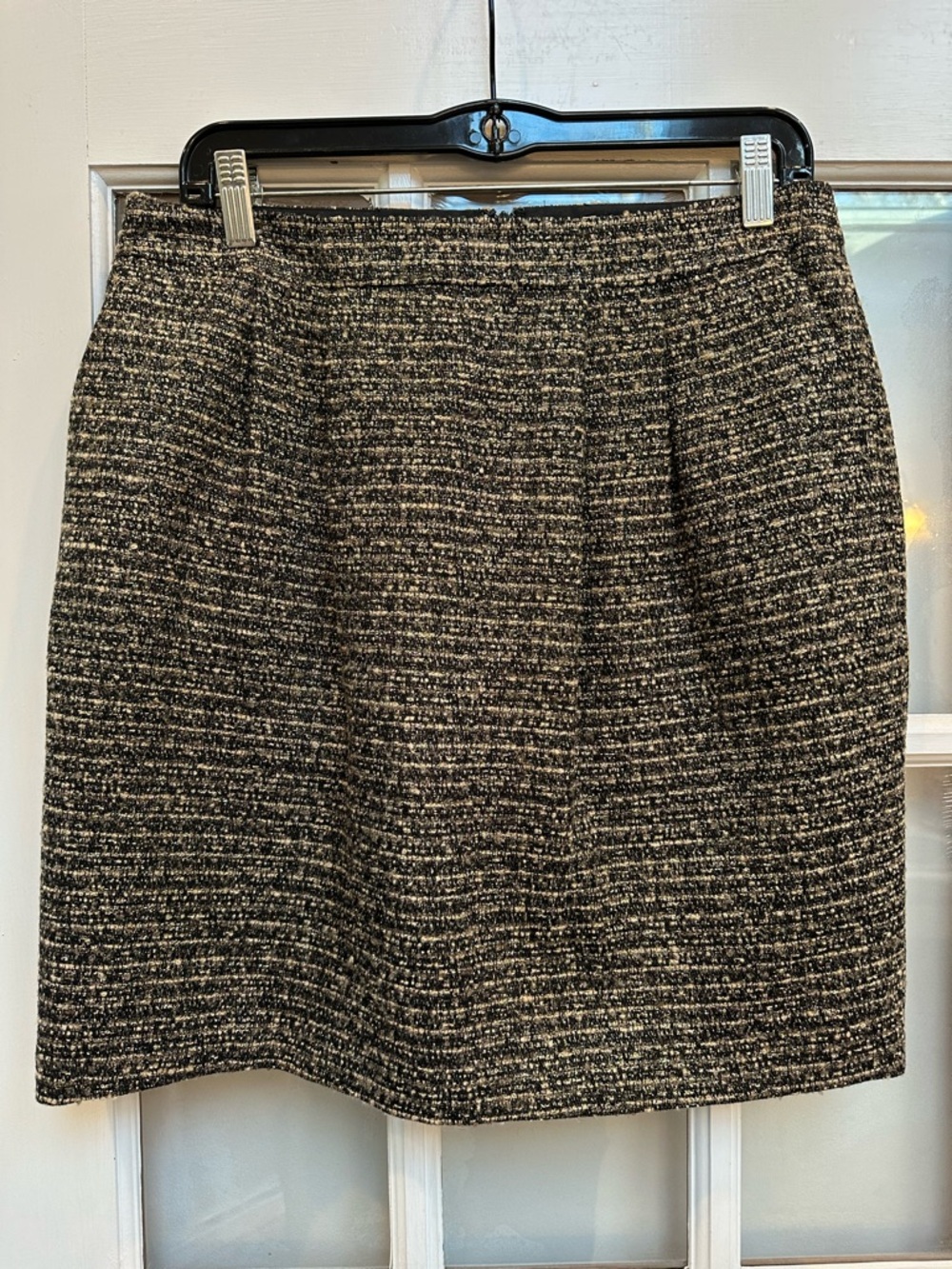 Boden Black & Gold Boucle Skirt Wool Metallic Tweed Size 8R US Career Chic NWT